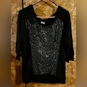 Vanity Black Sequin Blouse